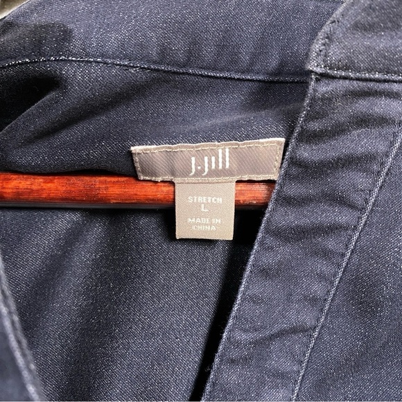 J. Jill Denim Stretch Shirt Dress Long Sleeve Size L Blue - Picture 6 of 8